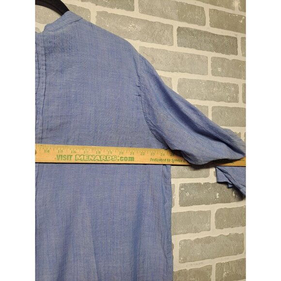 Club Z Collection Womens Blue Pleated‎ Wide Roll Tab Sleeve Button Tunic Size 1X - Picture 13 of 14